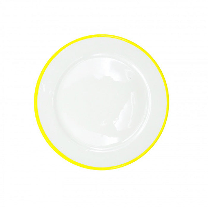 Large Shallow Plate Yellow Rim