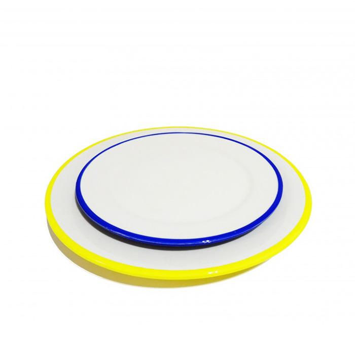 Large Shallow Plate Yellow Rim