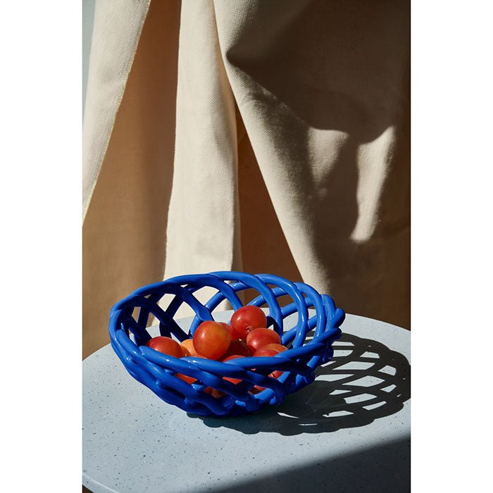 Sicilia Ceramic Basket Large Blue