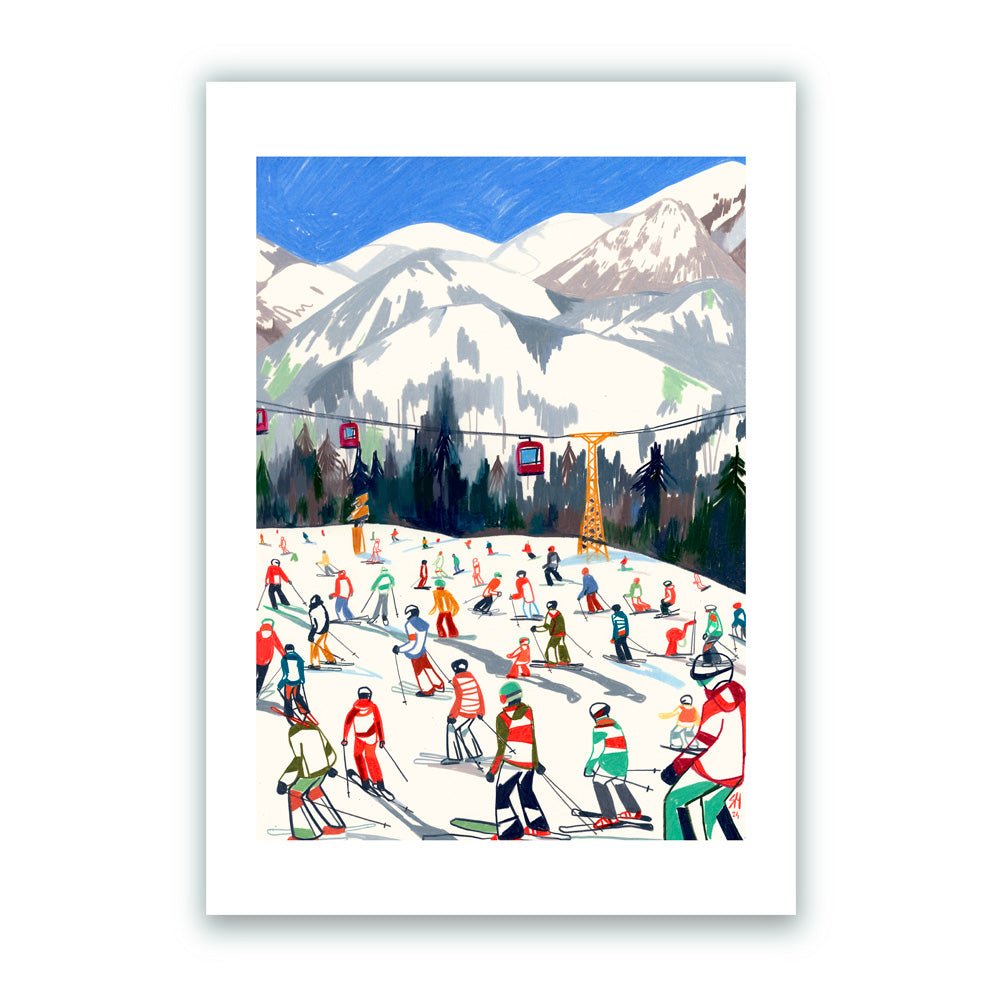 Temporada de Esquí en Südtirol Impresión Giclée A3