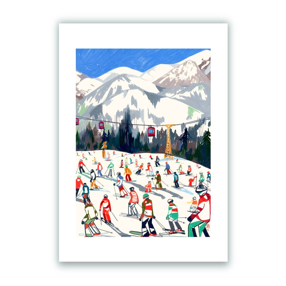 Temporada de Esquí en Südtirol Impresión Giclée A5