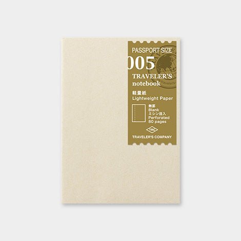 TRAVELER'S notebook Recharge 005 Carnet de notes en papier léger - Taille passeport
