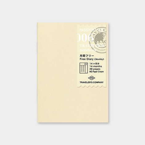 TRAVELER'S notebook Recharge 006 Journal Libre Mensuel - Taille Passeport