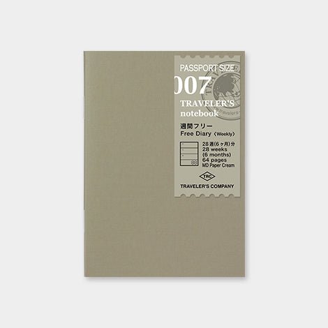 TRAVELER'S notebook Recharge 007 Agenda Gratuit Hebdomadaire - Taille Passeport