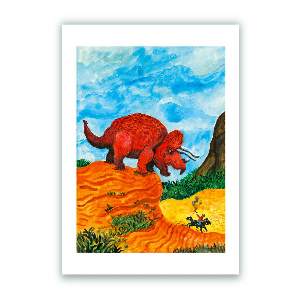 DinoWestern - Triceratops A4 Giclée Print