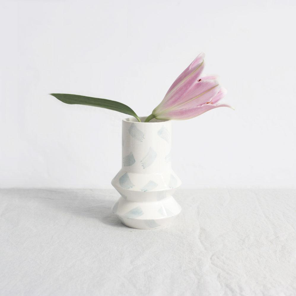 Vase Geo White/Blue