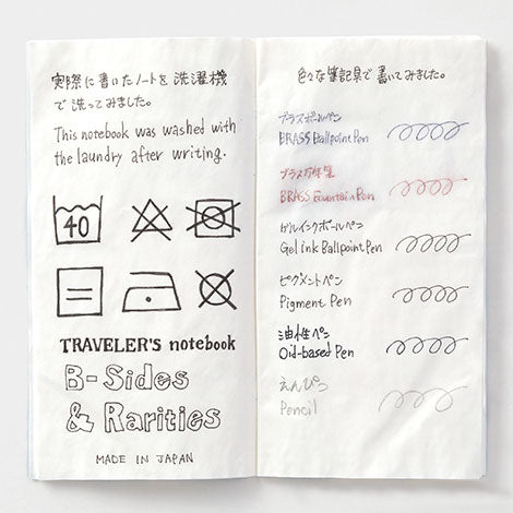 TRAVELER'S notebookS B-Sides & Rarities Recharge Papier Lavable Taille Régulier