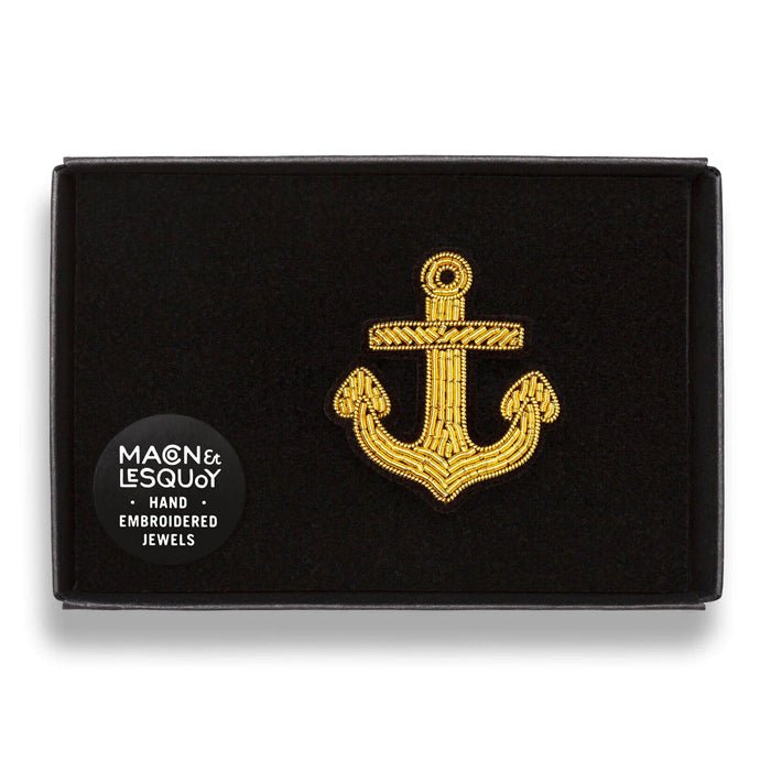 Golden Anchor Hand-embroidered Brooch