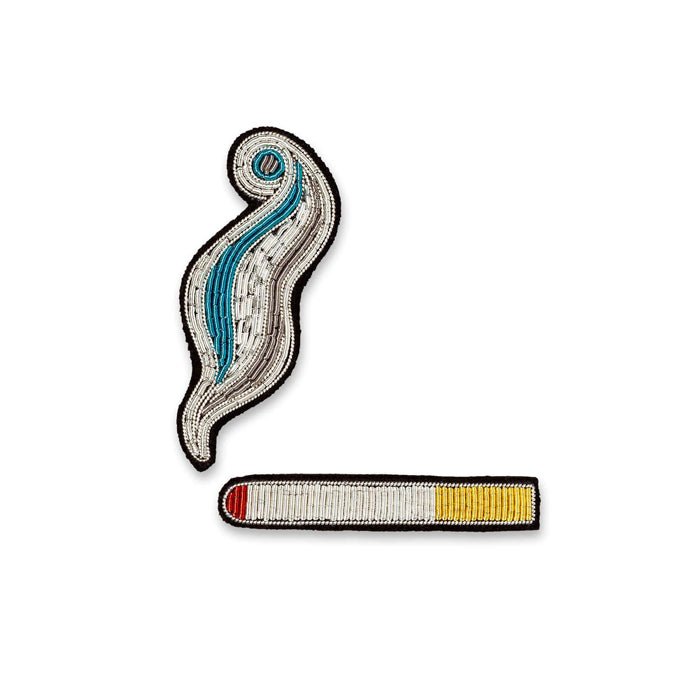 Cigaret + Smoke Hand-embroidered Pin