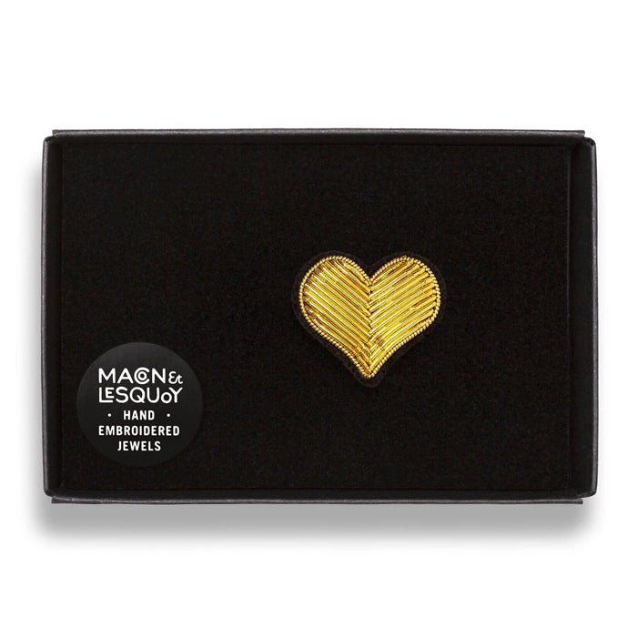 Gold Heart Hand-embroidered Pin
